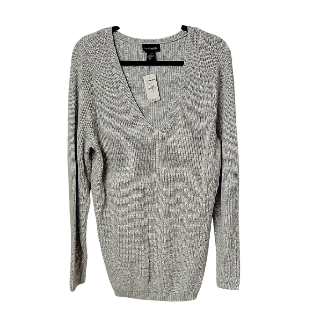 Lane Bryant Grey V Neck Ribbed Sweater Womens Plus Size 18 20 - NWT